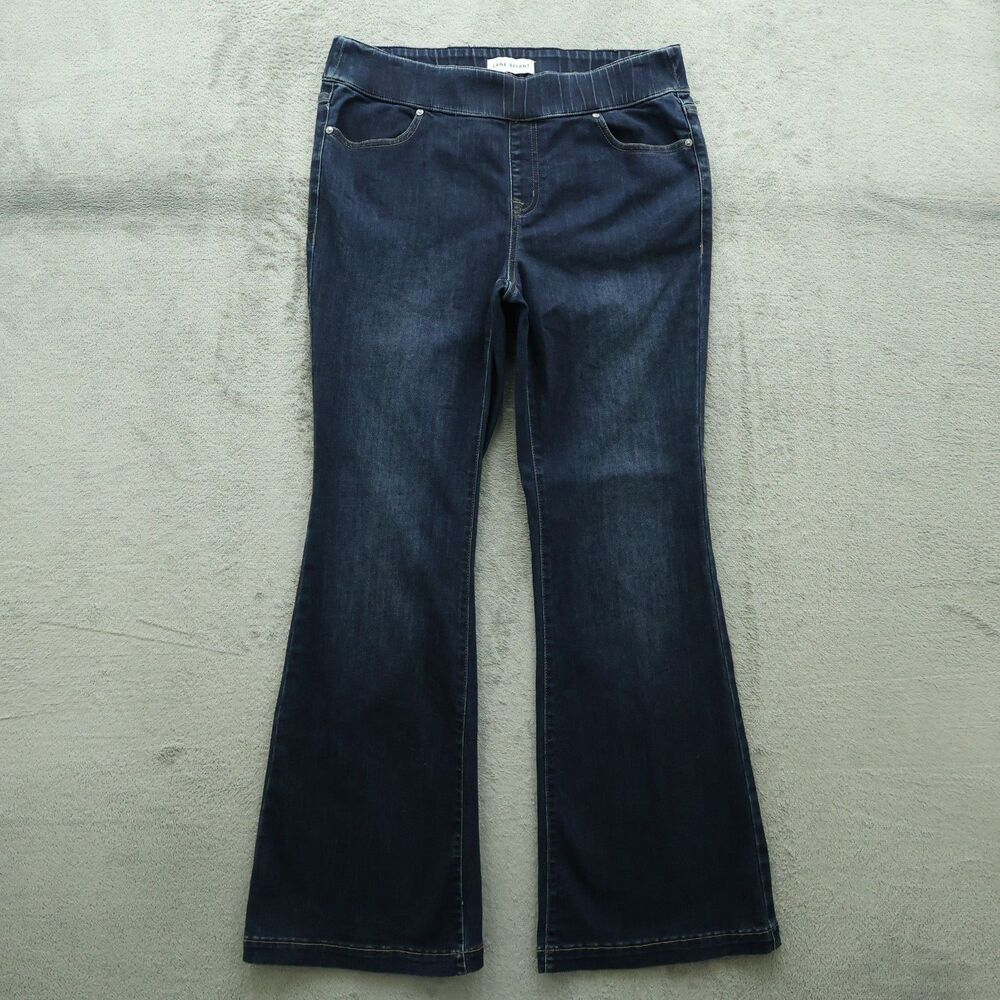 Lane Bryant Pull On Jeans Women's Size 12 Blue High-Rise Flare Denim 31" Inseam